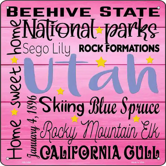 Utah Motto Novelty Metal Square Sign