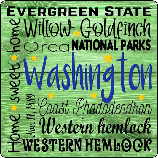 Washington Motto Novelty Metal Square Sign