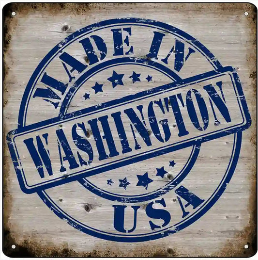 Washington Stamp On Wood Novelty Metal Square Sign