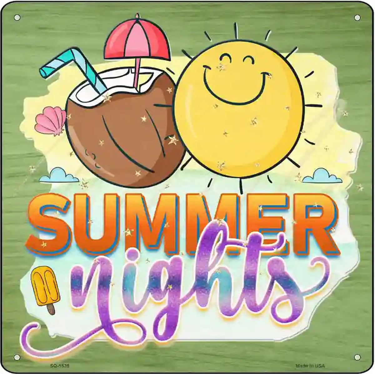 Summer Nights Novelty Metal Square Sign