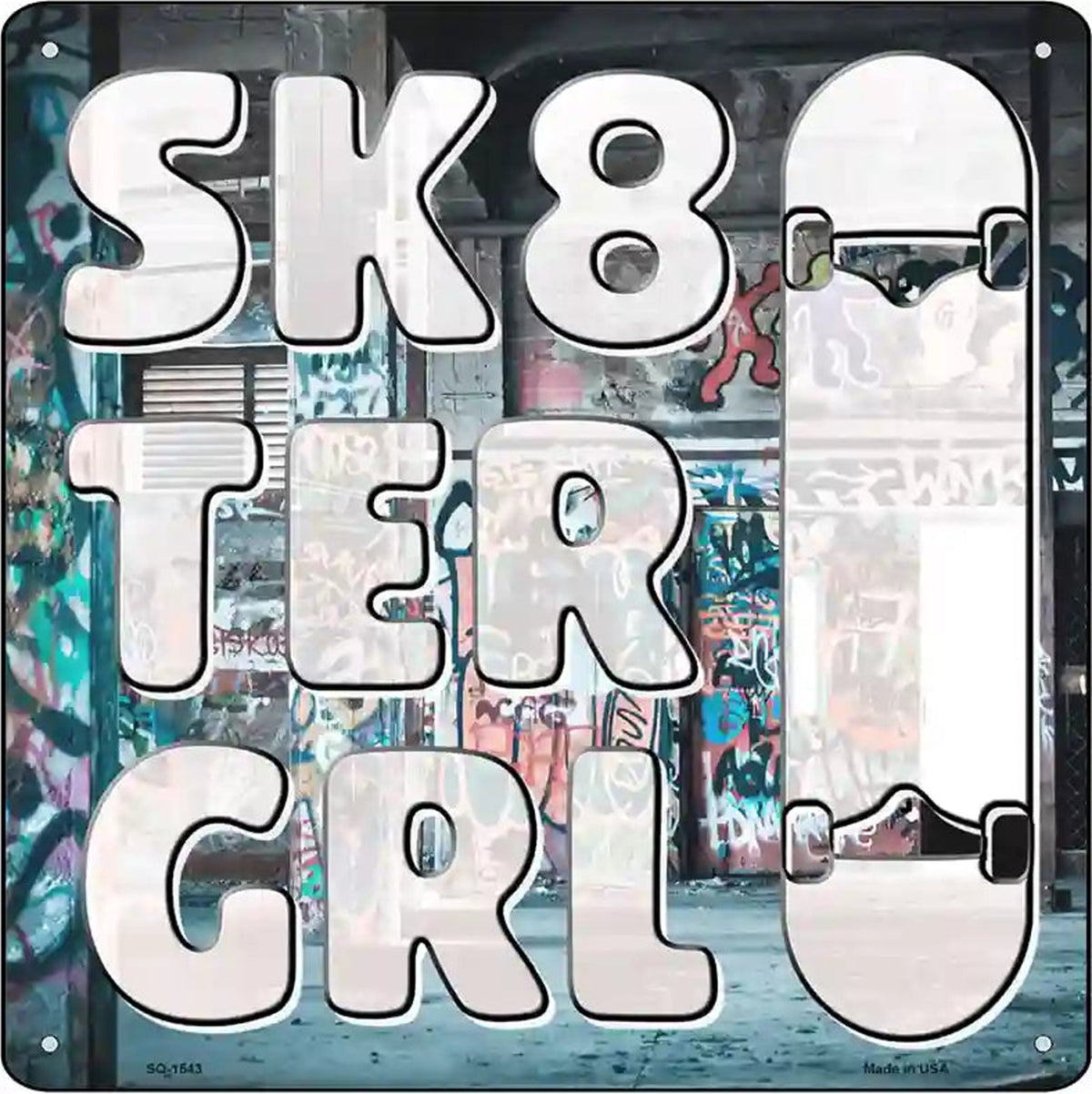 Sk8ter Girl Novelty Metal Square Sign