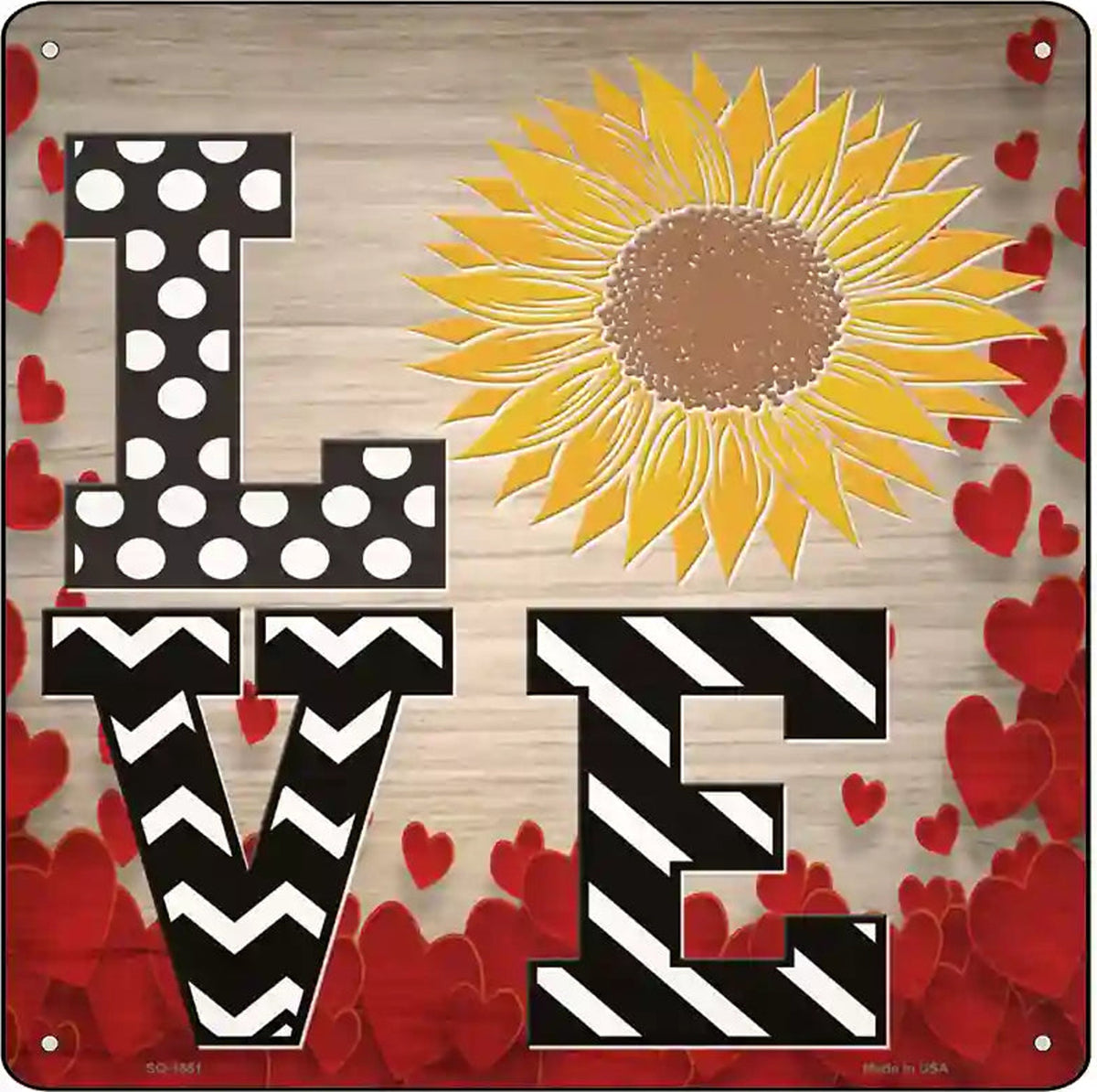 Love Sunflower Novelty Metal Square Sign