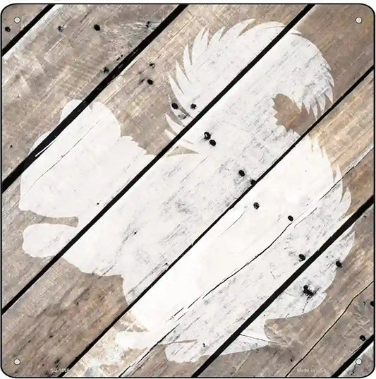 Squirrel Silhouette Wood Plank Novelty Metal Square Sign