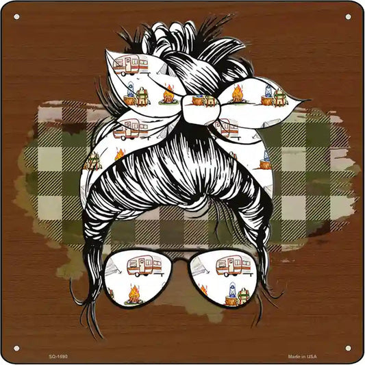 Aviator Bun Camper Print Novelty Metal Square Sign