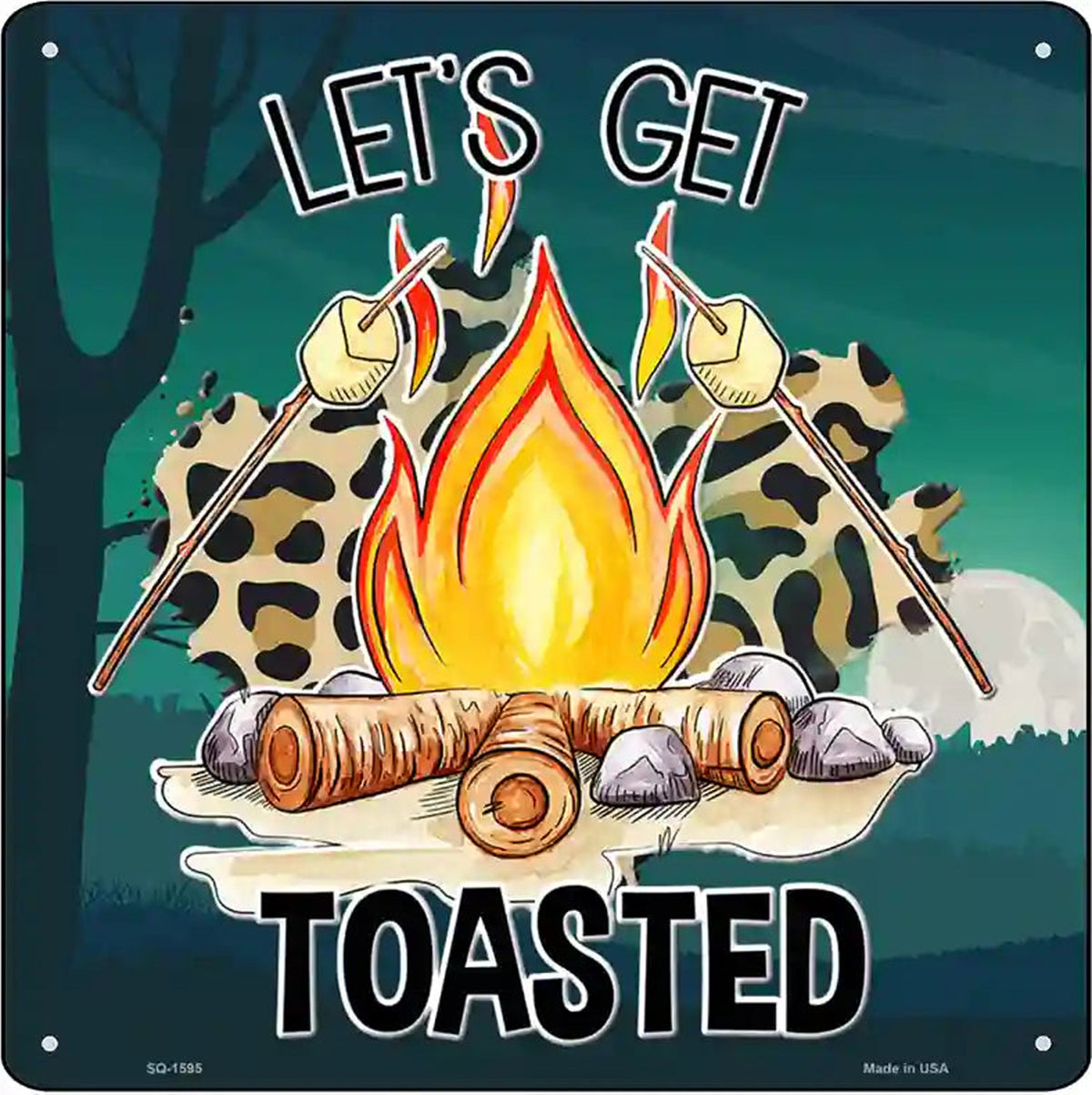Lets Get Toasted Novelty Metal Square Sign