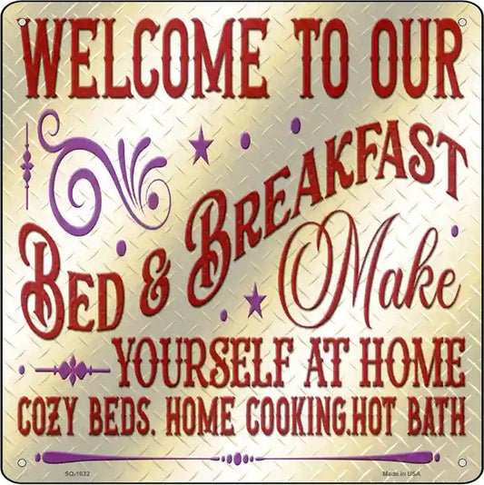 Bed and Breakfast Novelty Metal Square Sign