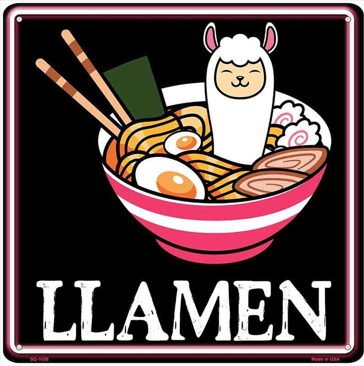 Llamen Ramen Novelty Metal Square Sign