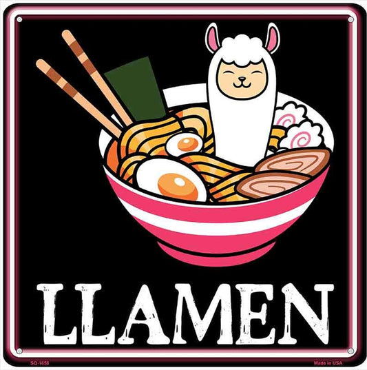 Llamen Ramen Novelty Metal Square Sign