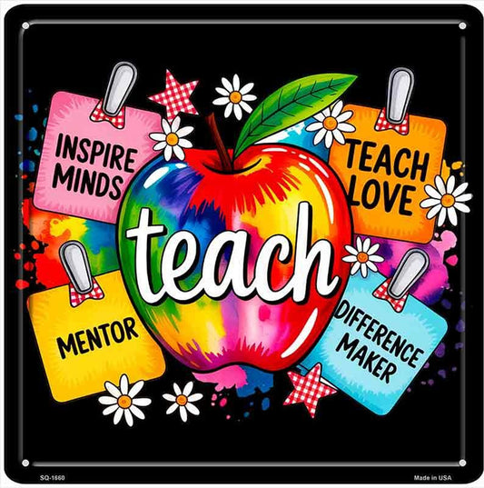 Teaching Apple Novelty Metal Square Sign