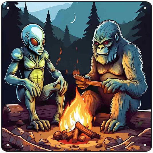 A Believers Campfire Novelty Metal Square Sign