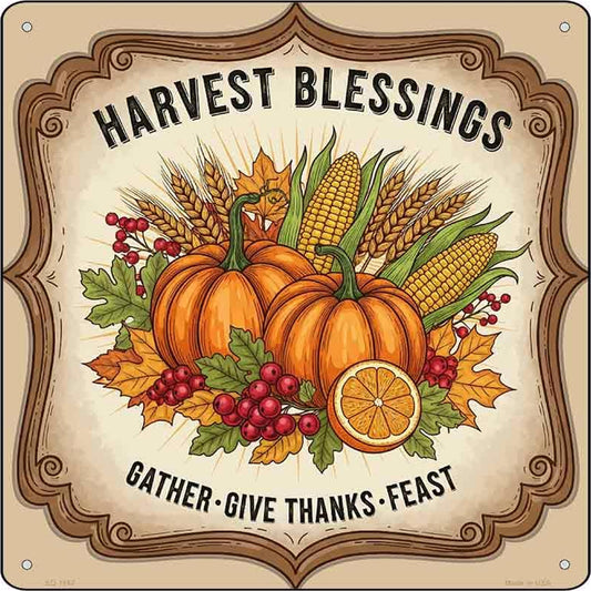 Harvest Blessings Novelty Metal Square Sign