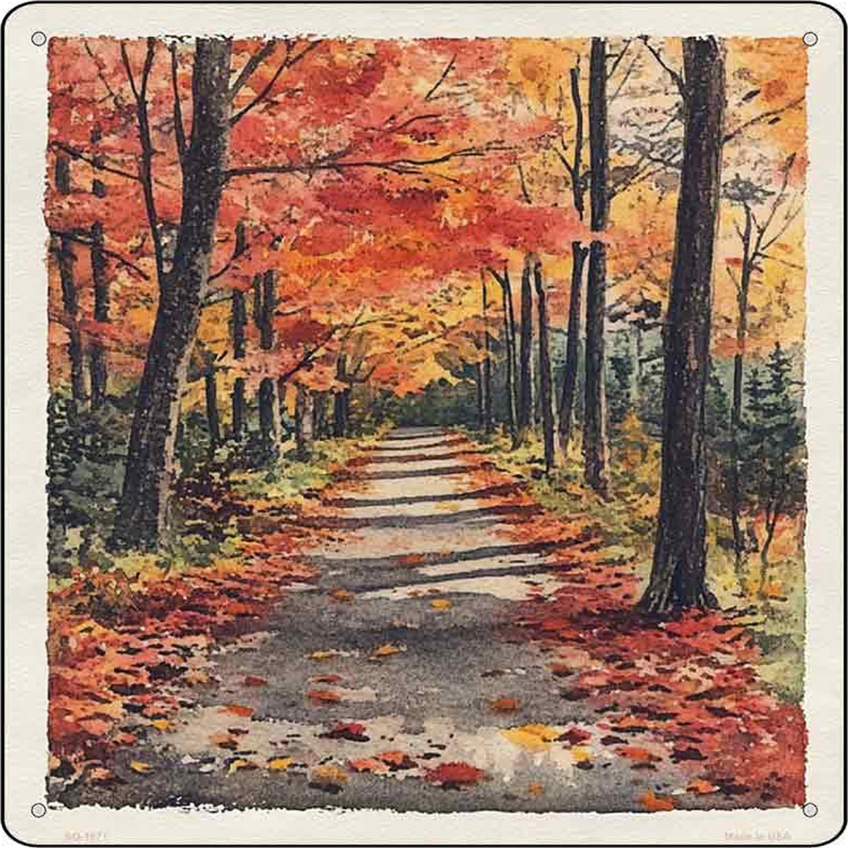 Autumn Path Novelty Metal Square Sign
