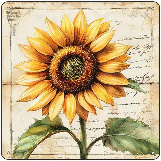 Vintage Sunflower Novelty Metal Square Sign