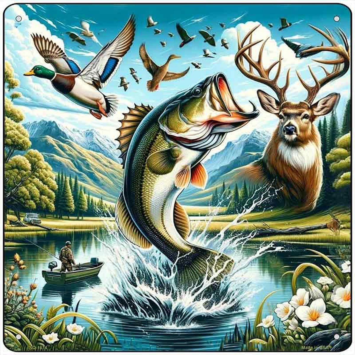 Fishing Paradise Novelty Metal Square Sign
