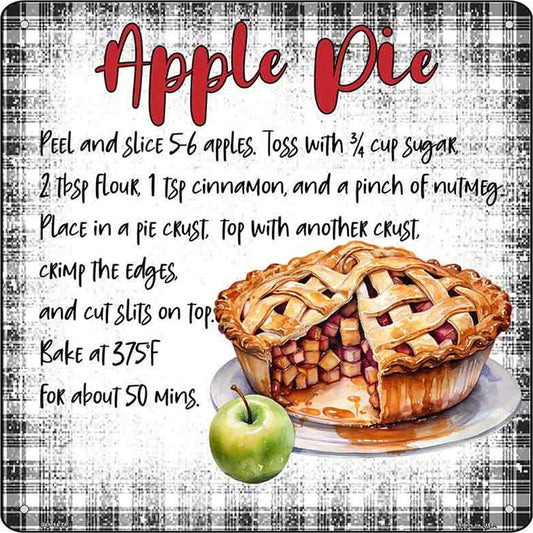 Apple Pie Recipe Novelty Metal Square Sign