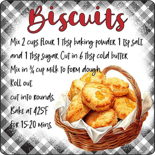 Biscuits Recipe Novelty Metal Square Sign