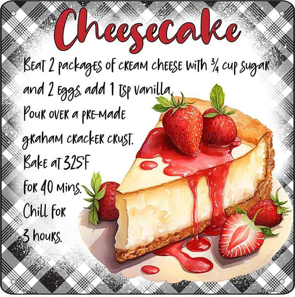 Cheesecake Recipe Novelty Metal Square Sign
