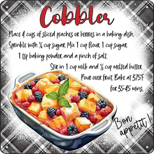 Cobbler Recipe Novelty Metal Square Sign