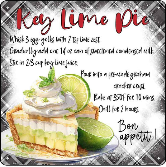 Key Lime Pie Recipe Novelty Metal Square Sign