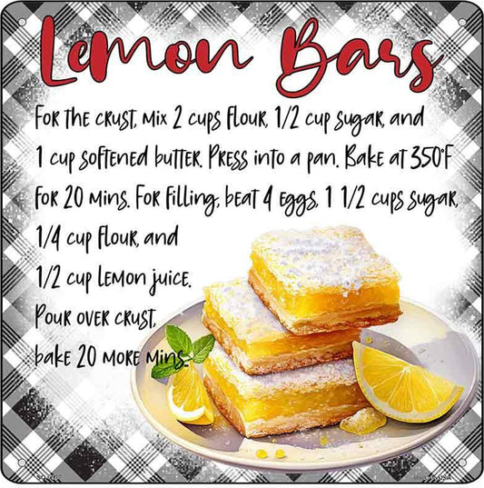 Lemon Bars Recipe Novelty Metal Square Sign