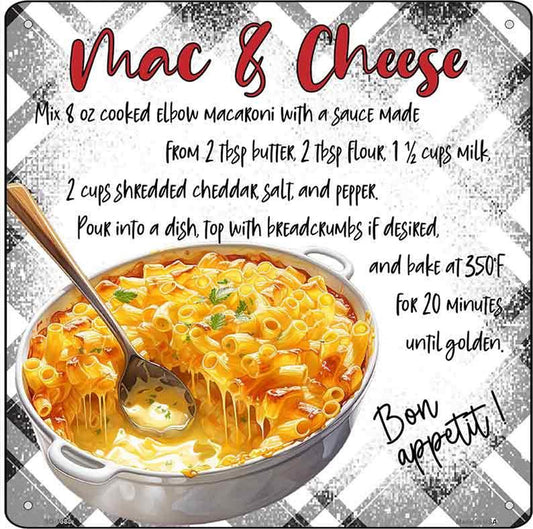 Mac & Cheese Recipe Novelty Metal Square Sign