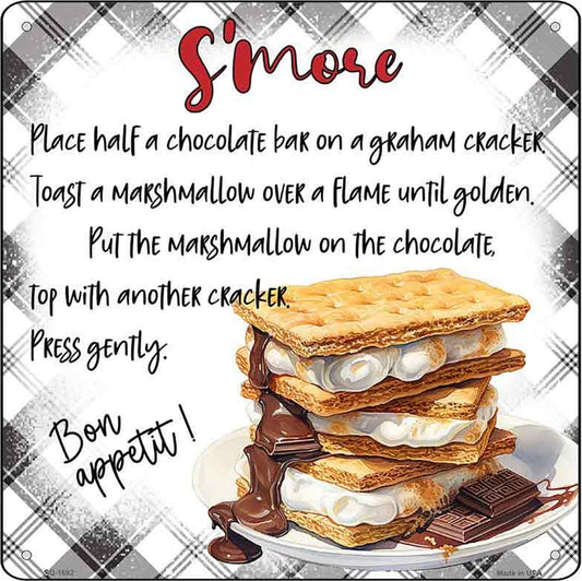 Smore Recipe Novelty Metal Square Sign