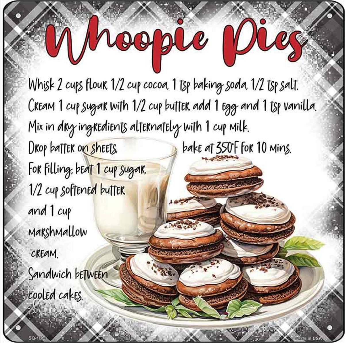 Whoopie Pies Recipe Novelty Metal Square Sign