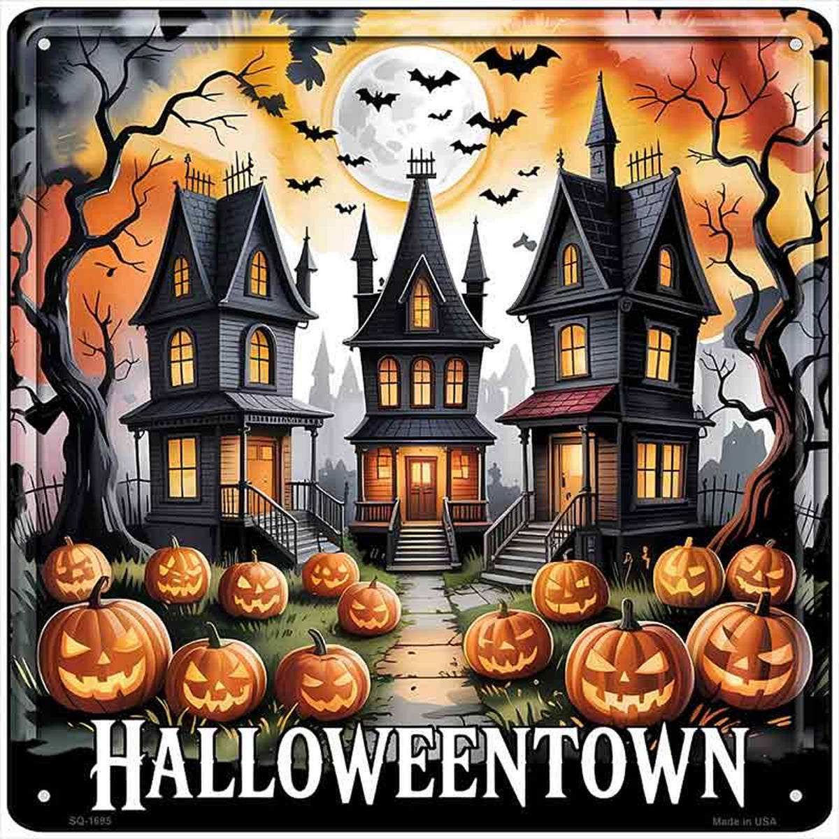 Halloweentown Novelty Metal Square Sign