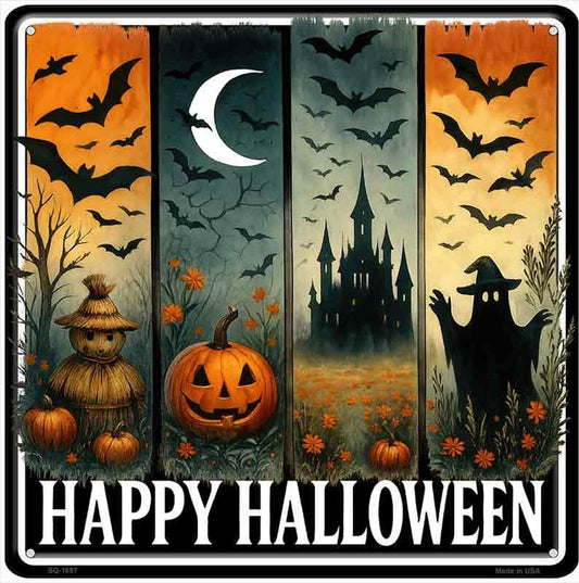 Happy Halloween Novelty Metal Square Sign