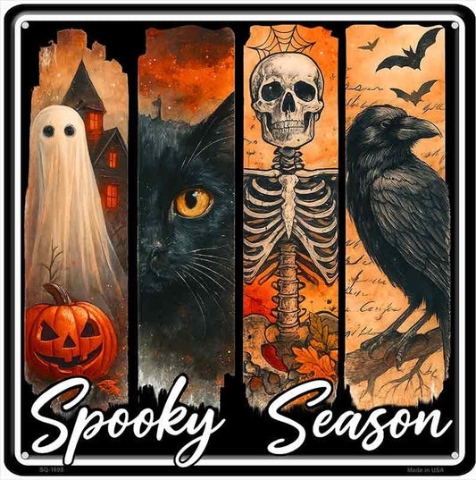 Spooky Season Novelty Metal Square Sign