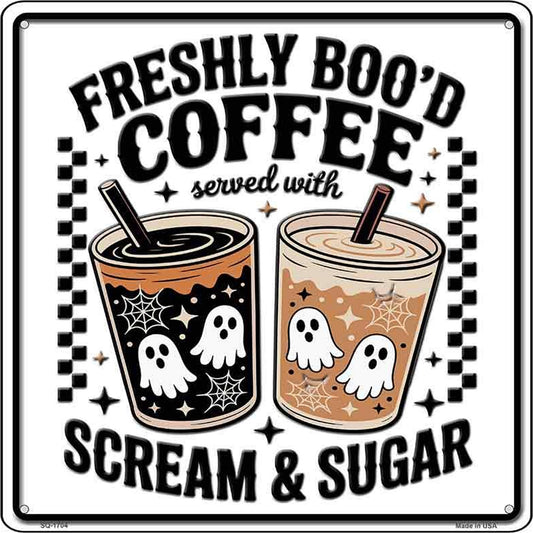 Freshily Bood Coffee Novelty Metal Square Sign