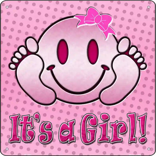 Its A Girl Novelty Metal Square Sign
