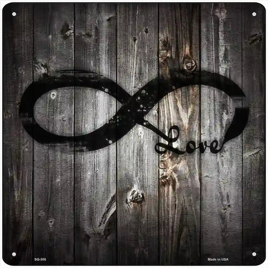 Infinite Love Symbol On Wood Novelty Metal Square Sign