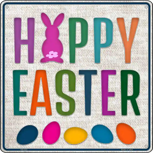 Happy Easter with Eggs Novelty Square Sign