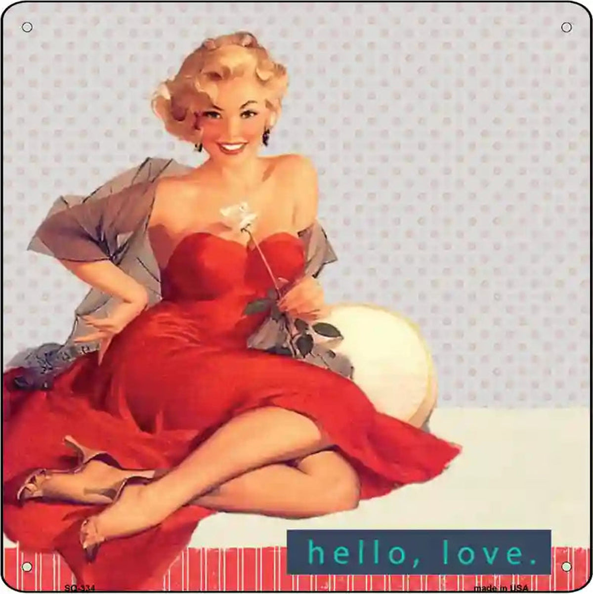 Hello Love Novelty Metal Square Sign