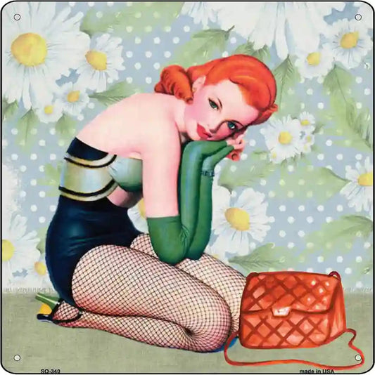 Girl with Purse Novelty Square Sign