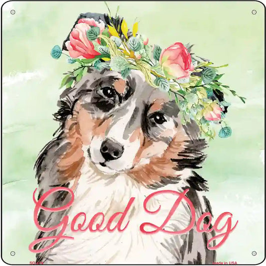 Australian Shepherd Good Dog Novelty Square Sign