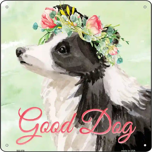 Border Collie Good Dog Novelty Square Sign