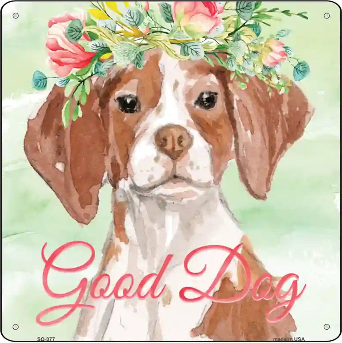 Brittany Good Dog Novelty Square Sign