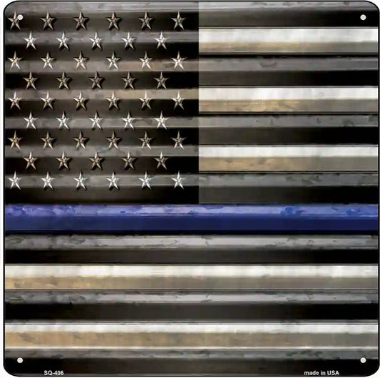 American Flag Thin Blue Line Novelty Square Sign
