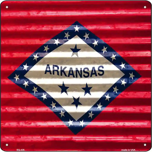 Arkansas Flag Corrugated Effect Novelty Square Sign