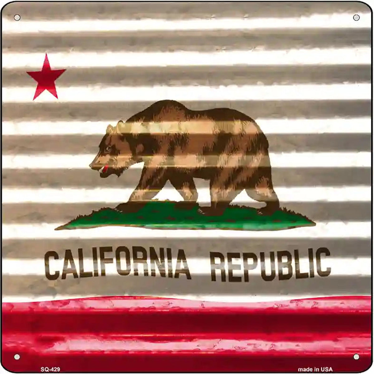 California Flag Corrugated Effect Novelty Square Sign