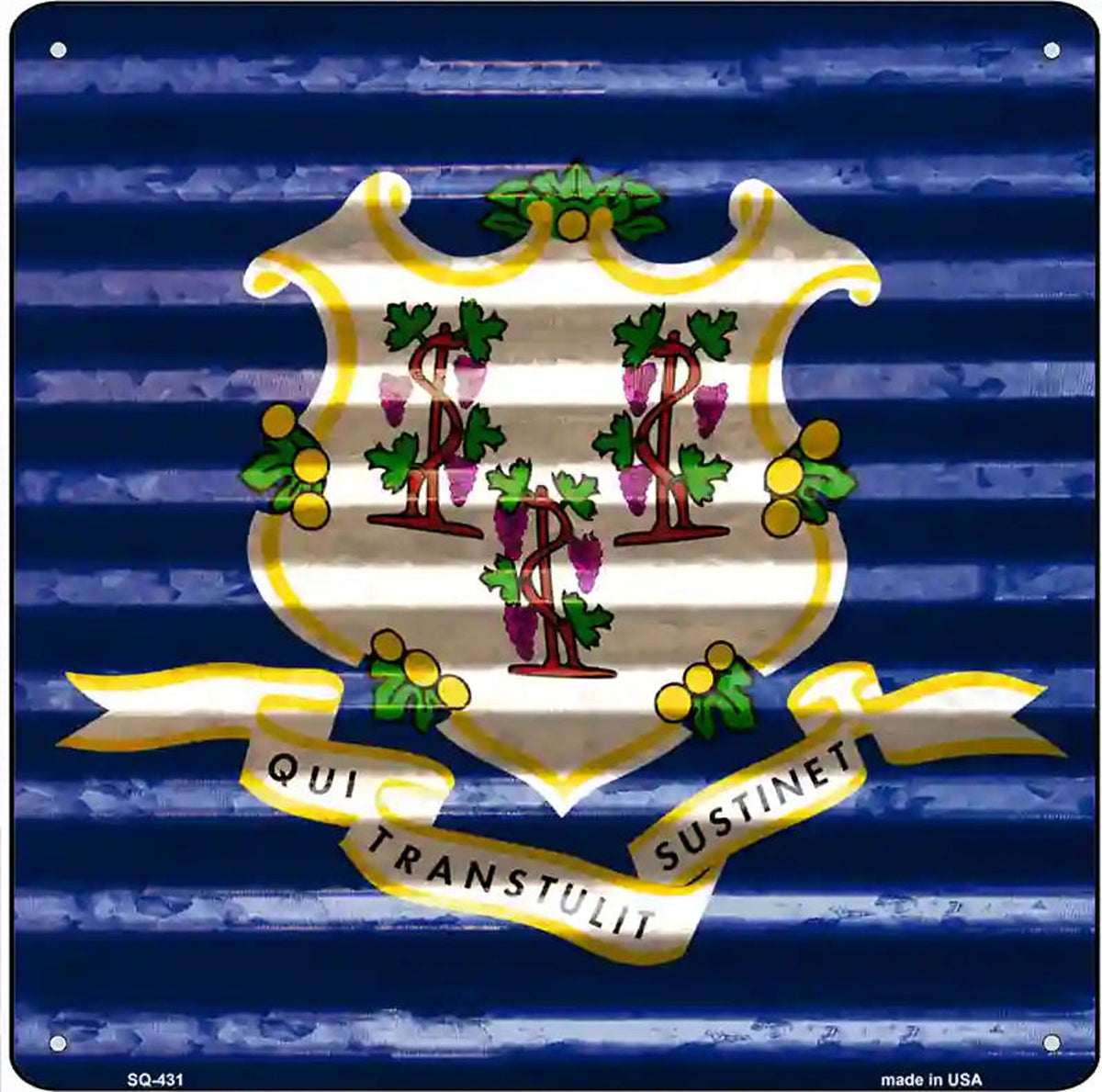 Connecticut Flag Corrugated Effect Novelty Square Sign