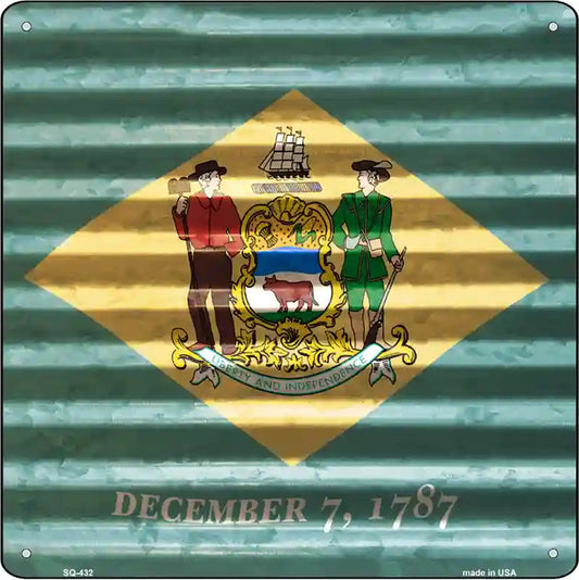 Delaware Flag Corrugated Effect Novelty Square Sign