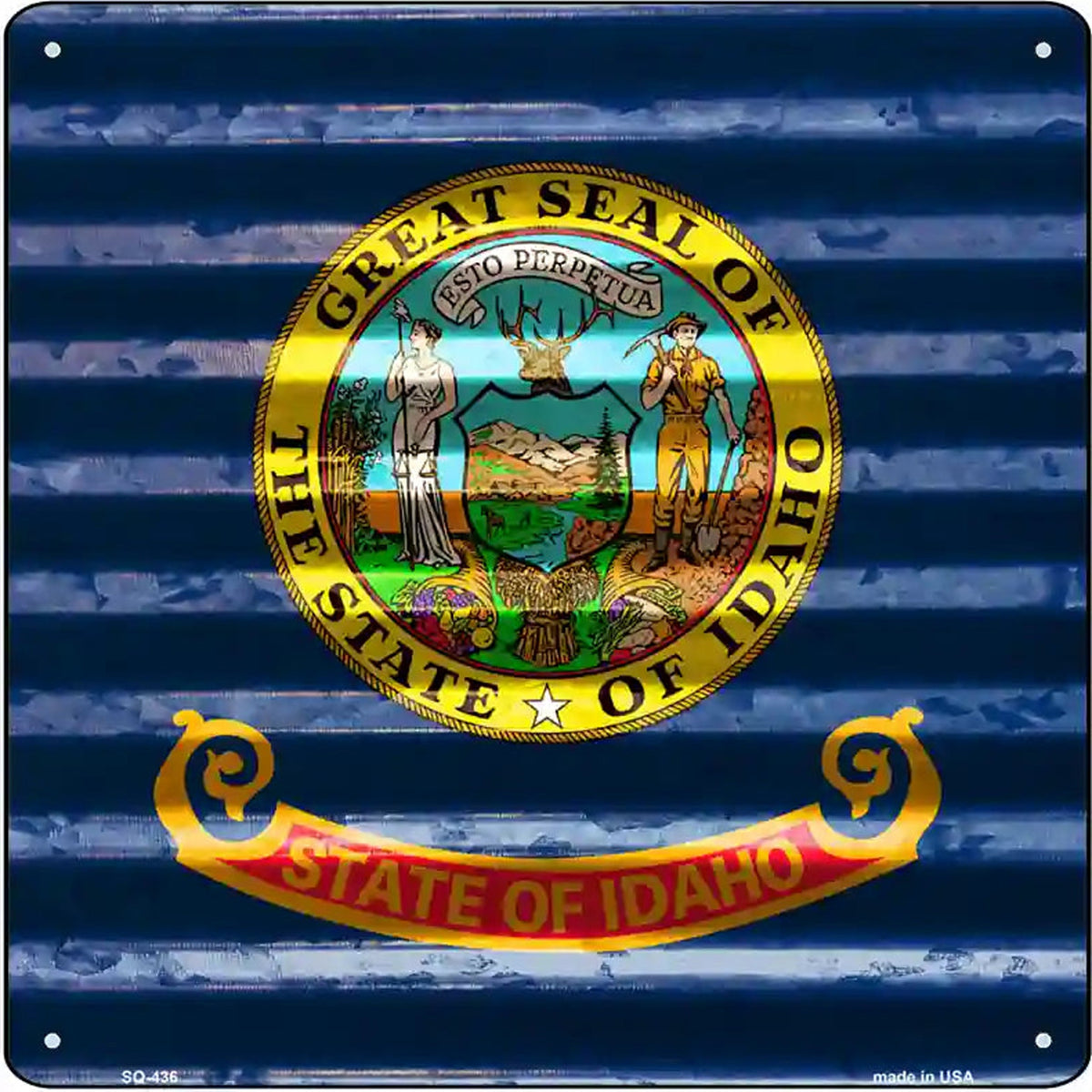 Idaho Flag Corrugated Effect Novelty Square Sign