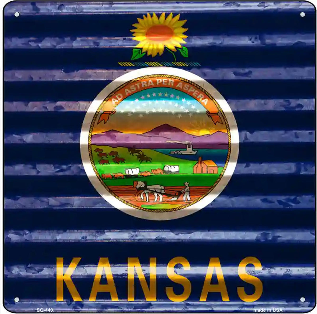 Kansas Flag Corrugated Effect Novelty Square Sign