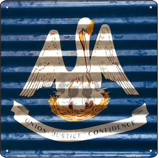 Louisiana Flag Corrugated Effect Novelty Square Sign