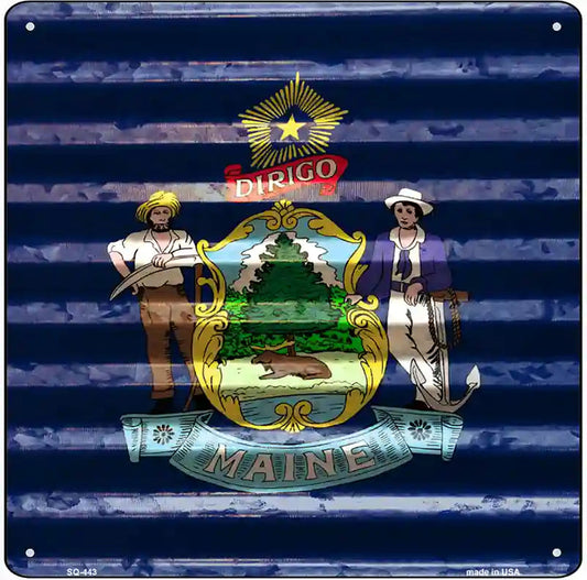 Maine Flag Corrugated Effect Novelty Square Sign
