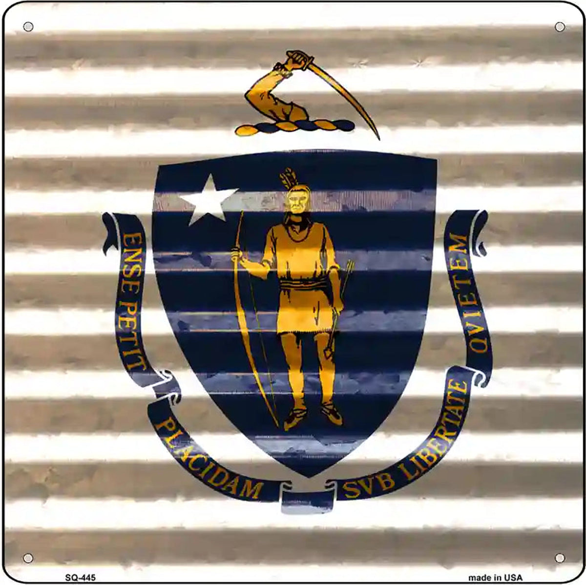 Massachusetts Flag Corrugated Effect Novelty Square Sign