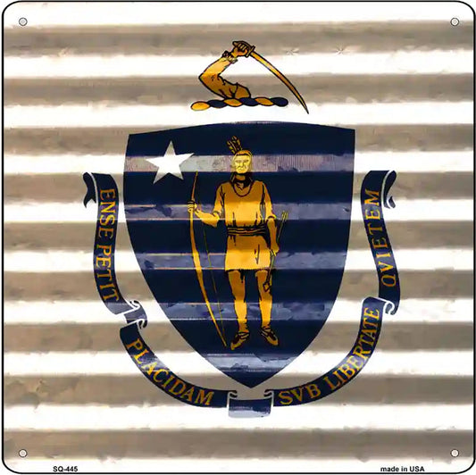 Massachusetts Flag Corrugated Effect Novelty Square Sign